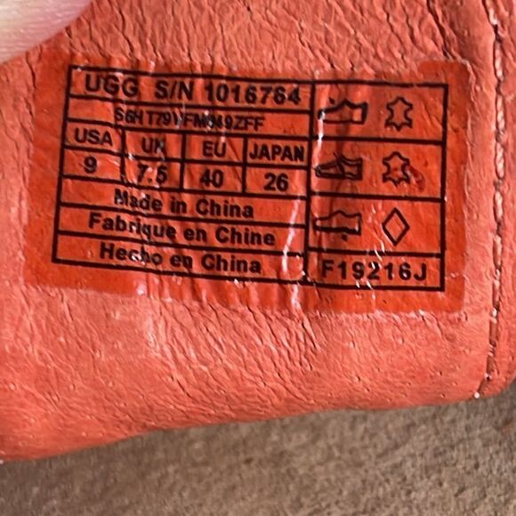 UGG Orange Leather Cork Wedge Thong Sandals Sz 9 - Picture 6 of 7